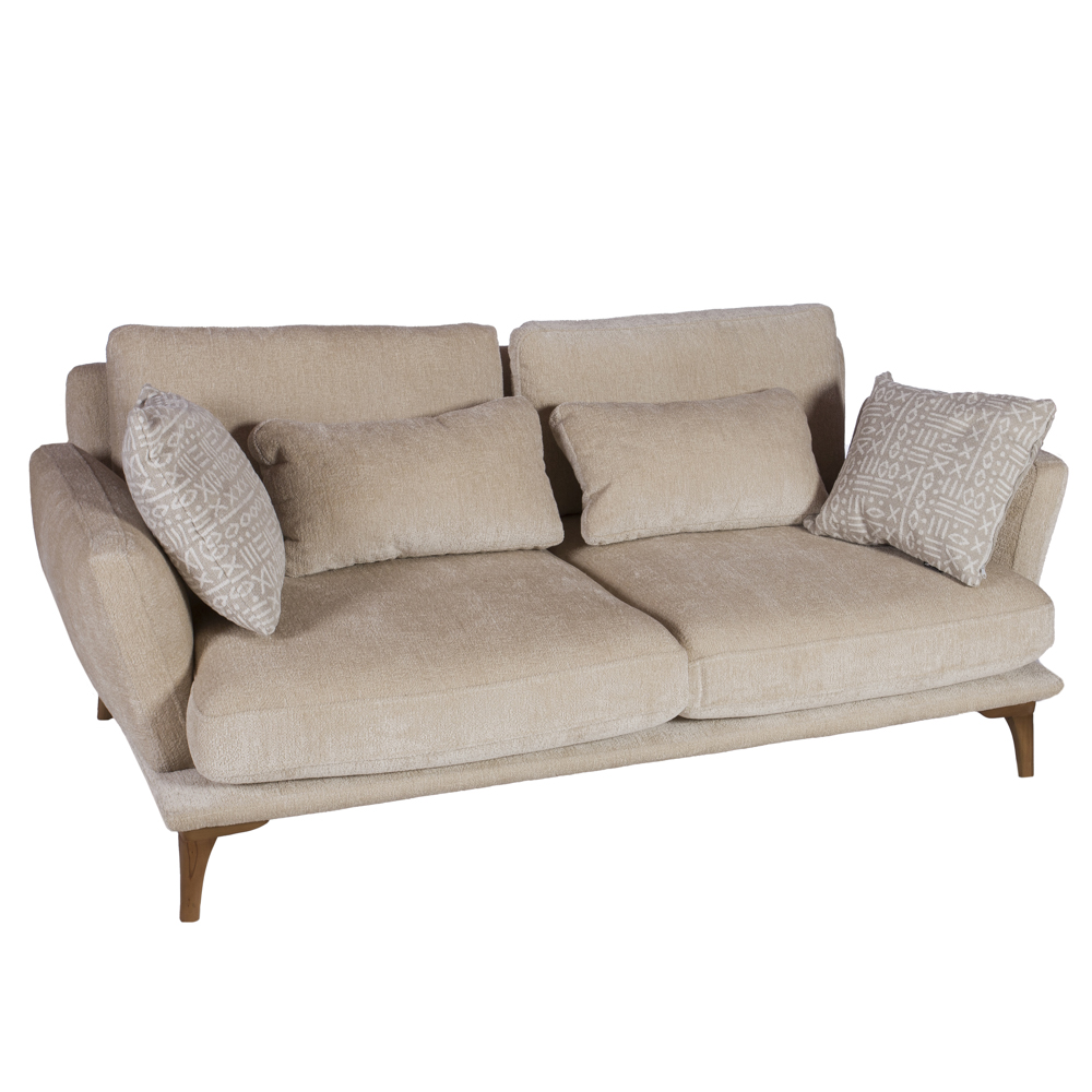 Artekko Ropera Μπεζ Διθέσιος Καναπές με Μπουκλέ Ύφασμα (190x90x70)cm Artekko 783-6404