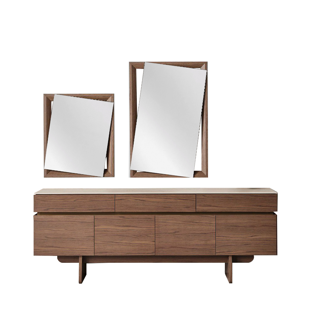 Artekko Stone Καφέ Μπουφές MDF με Όψη Πέτρας στην Επιφάνεια (210x48x79)cm με 2 Καθρέπτες (90x90x5)cm (60x50x5)cm 3pcs Artekko 783-6409