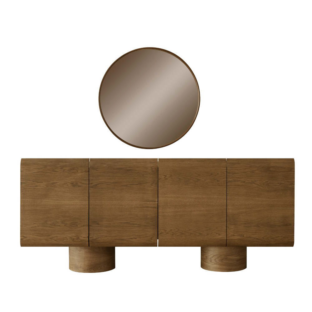 Artekko Asos Καφέ Μπουφές MDF (200x45x87)cm με Καθρέπτη (81x81x5)cm 2pcs Artekko 783-6500