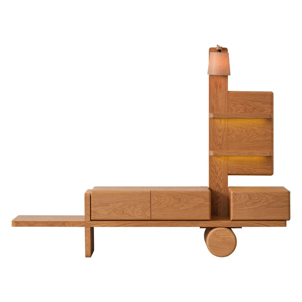 Artekko Lilyum Καφέ Ξύλινο Έπιπλο Τηλεόρασης με Ενσωματωμένο Φωτιστικό (240x48x57/160)cm Artekko 783-6604