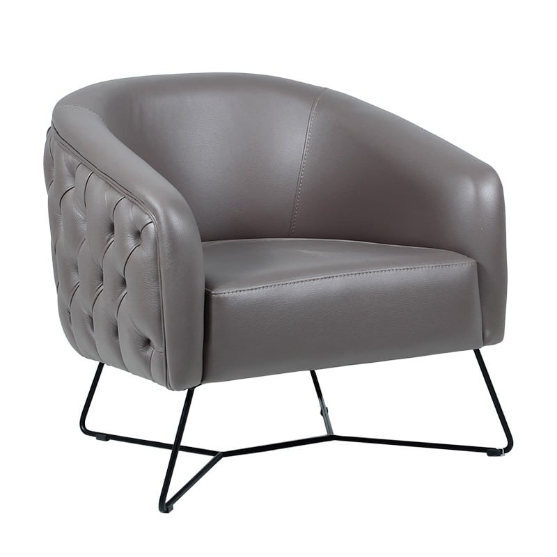 Artekko Udraan Moon Γκρι Πολυθρόνα με Τεχνόδερμα (75x75x80)cm Artekko 783-7064