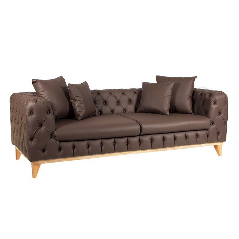 Artekko Καναπές τριθέσιος JAGUAR 225x92x68 ύφασμα KESTANE 0872 με ξύλινα πόδια Artekko 783-7139