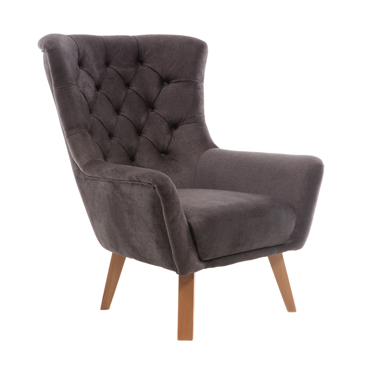 Artekko Zumrut Μπερζέρα Υφασμάτινη Γκρι με Ξύλινα Πόδια (80x90x100)cm Artekko 783-7188