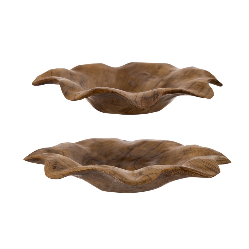 Artekko Woody Μπολ Διακοσμητικό από Ξύλο Teak (30x30x5)cm Σετ/2 Artekko 78346