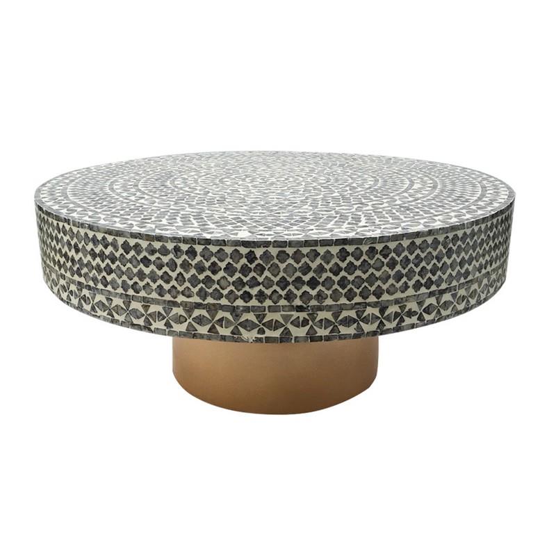 Artekko Ivory Τραπέζι Σαλονιού MDF Capiz Ασπρόμαυρο (89x89x41)cm Artekko 78482-BLAC