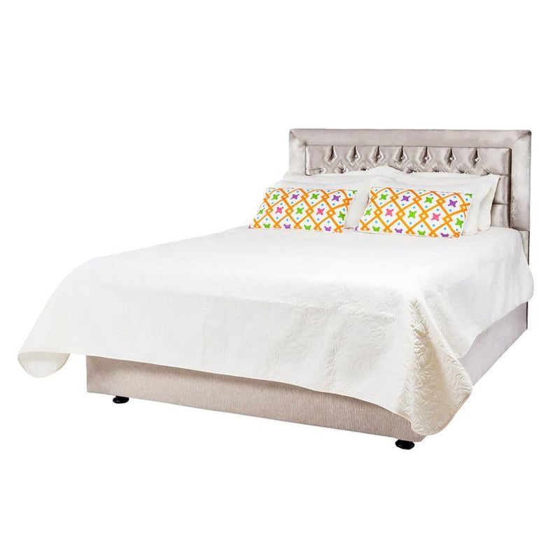 Artekko Laom Κρεβατι Ύφασμα Καπιτονέ Μπέζ 150Χ200 (210x150x128)cm Artekko 785-1014