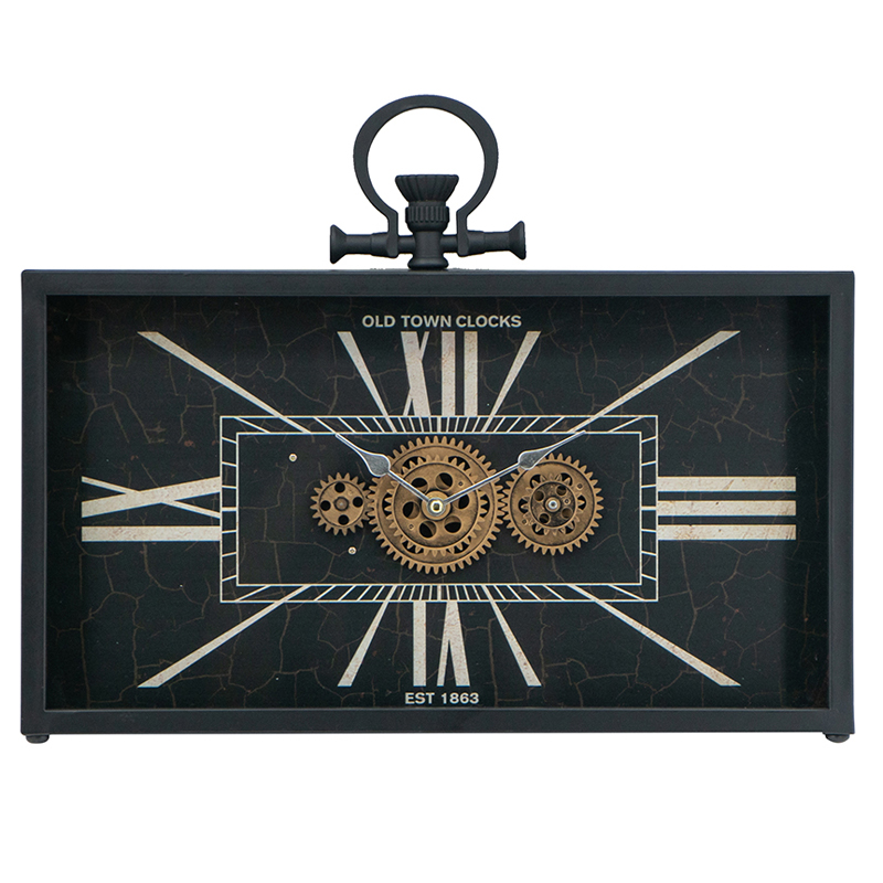 Artekko Clock Μαύρο Μεταλλικό Επιτραπέζιο Ρολόι με Μηχανισμό (45x8x33)cm Artekko 78665-DS