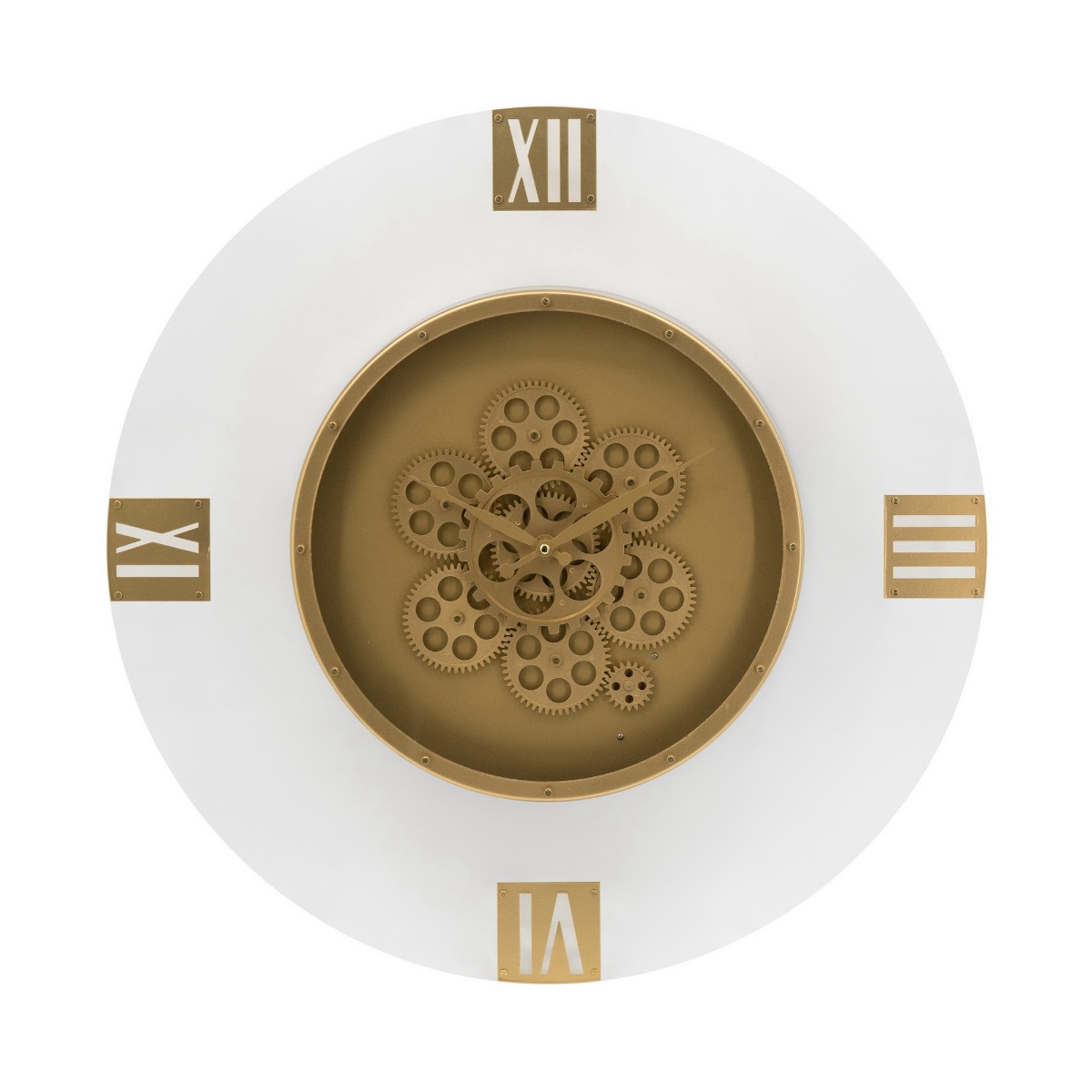 Artekko Clock Χρυσό Μεταλλικό Ρολόι Τοίχου με Διάφανο Ακρυλικό Πλαίσιο (60x60x8)cm Artekko 78667-DS
