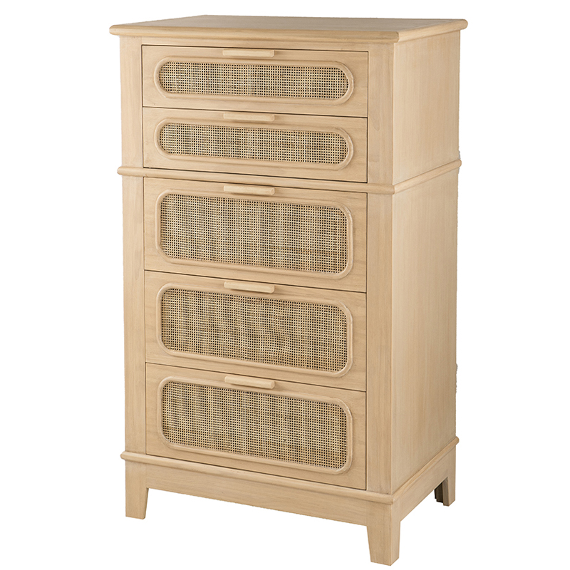 Artekko Cons MDF Συρταριέρα με Ψάθα σε Φυσική Απόχρωση (73.5x46x117)cm Artekko 79138-NATU