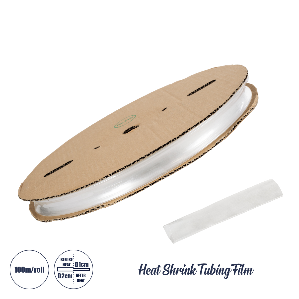 79968 GloboStar® GLOBOSTAR® SHRINKTUBE 79968 Θερμοσυστελλόμενο Μακαρόνι Στεγανοποίησης για Neon Flex LED Αδιάβροχο IP65 - Διάφανο - Μ1000 x Π2 x Υ2cm/Π1 x Υ1cm - Ρολό 100 Μέτρων