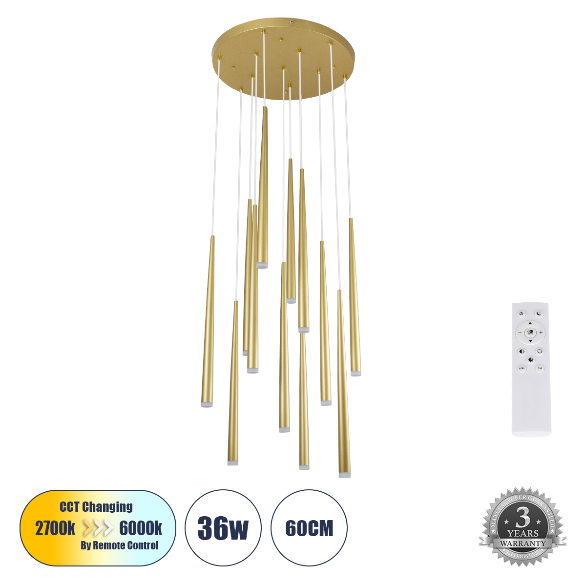 61314 GloboStar® TEARS 61314 Κρεμαστό Φωτιστικό Οροφής Design LED CCT 36W 3960lm 180° AC 220-240V – Εναλλαγή Φωτισμού μέσω Τηλεχειριστηρίου All In One Ψυχρό 6000k+Φυσικό 4500k+Θερμό 2700k Dimmable Φ60 x Υ51.5cm – Χρυσό Βούρτσας – 3 Years Warranty 61314 GloboStar® TEARS 61314 Κρεμαστό Φωτιστικό Οροφής Design LED CCT 36W 3960lm 180° AC 220-240V – Εναλλαγή Φωτισμού μέσω Τηλεχειριστηρίου All In One Ψυχρό 6000k+Φυσικό 4500k+Θερμό 2700k Dimmable Φ60 x Υ51.5cm – Χρυσό Βούρτσας – 3 Years Warranty