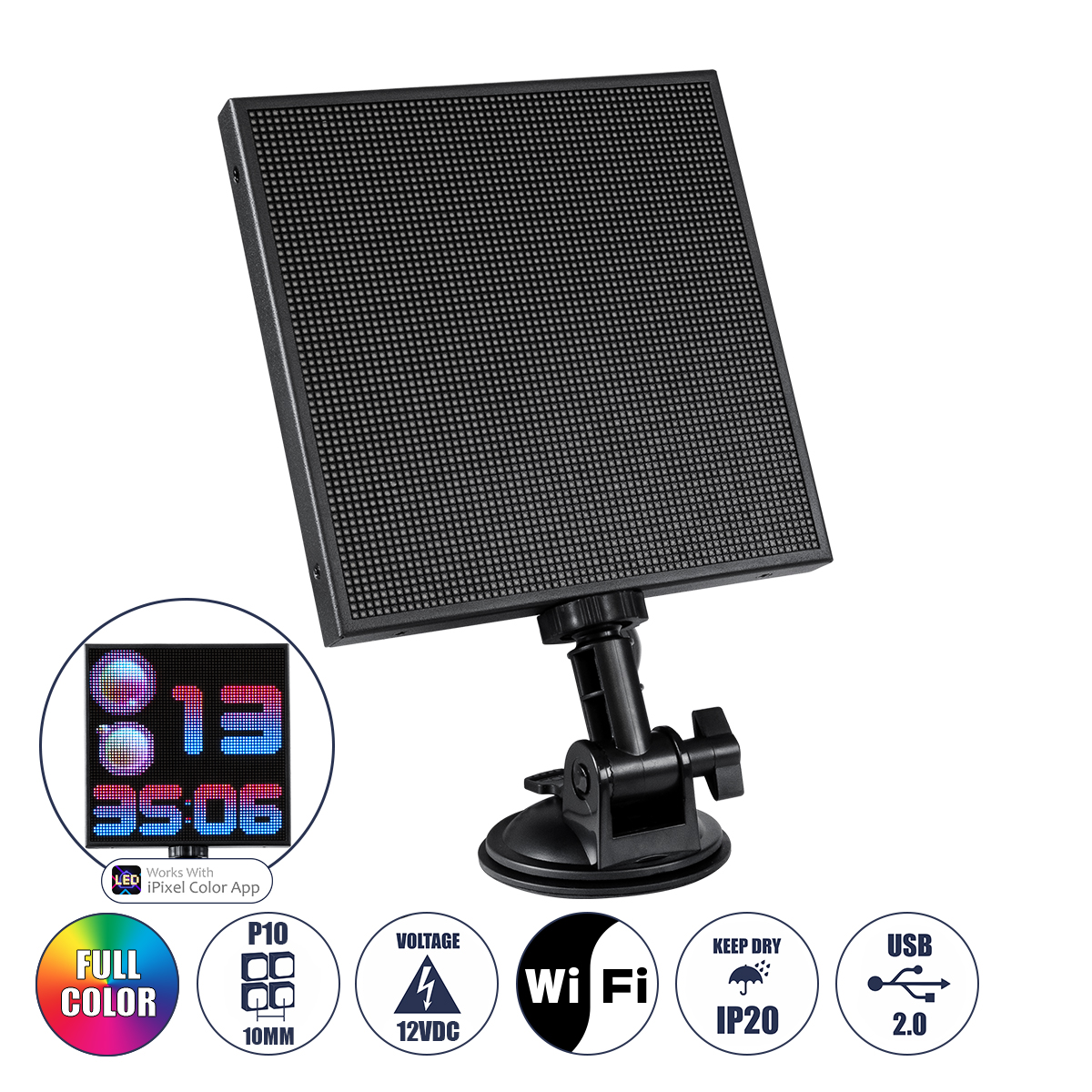 81502 GloboStar® 81502 LED Scrolling Display 64×64 Pixel – Κυλιόμενη Ψηφιακή Πινακίδα / Επιγραφή Μονής Όψης P10 LED SMD DC 12V USB – Λειτουργία μέσω Wi-Fi με Εφαρμογή APP – IP20 – Μ17.5 x Π4 x Υ30.5cm – Πολύχρωμο RGBW – 1 Χρόνο Εγγύηση 81502 GloboStar® 81502 LED Scrolling Display 64×64 Pixel – Κυλιόμενη Ψηφιακή Πινακίδα / Επιγραφή Μονής Όψης P10 LED SMD DC 12V USB – Λειτουργία μέσω Wi-Fi με Εφαρμογή APP – IP20 – Μ17.5 x Π4 x Υ30.5cm – Πολύχρωμο RGBW – 1 Χρόνο Εγγύηση
