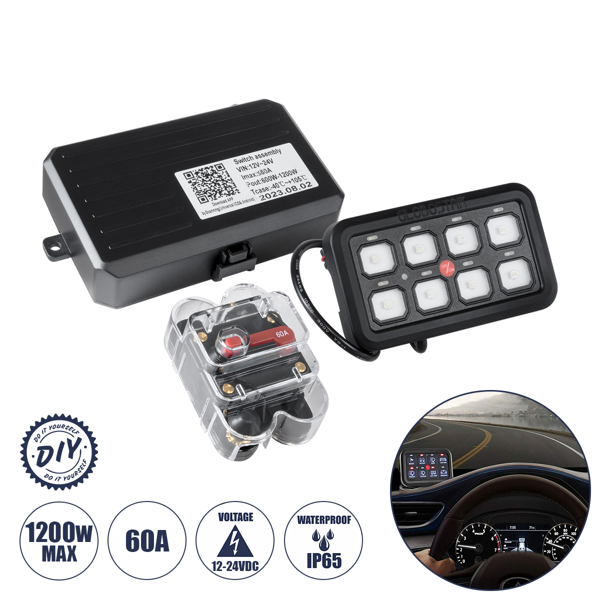 81503 GloboStar® 81503 Ψηφιακό Πάνελ Ελέγχου Φωτισμού DIY Bluetooth για Οχήματα με 8 Διακόπτες On/Off DC 12-24V Max 1200W 60A Αδιάβροχο IP65 Μ12 x Π7 x Υ1.5cm – 2 Χρόνια Εγγύηση 81503 GloboStar® 81503 Ψηφιακό Πάνελ Ελέγχου Φωτισμού DIY Bluetooth για Οχήματα με 8 Διακόπτες On/Off DC 12-24V Max 1200W 60A Αδιάβροχο IP65 Μ12 x Π7 x Υ1.5cm – 2 Χρόνια Εγγύηση