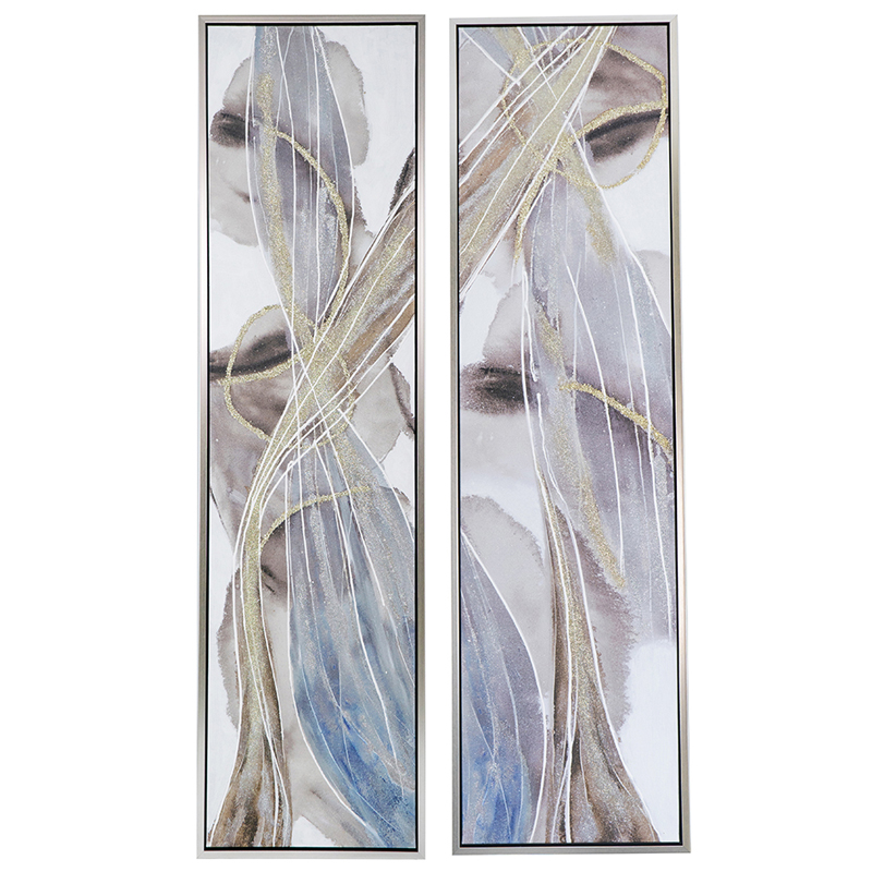 Artekko Glitter Πολύχρωμοι Πίνακες με Καμβά σε Κορνίζα (50x3.7x180)cm 2pcs Artekko 82357