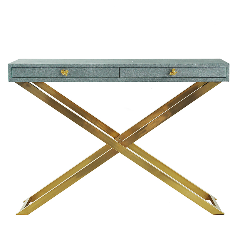 Artekko Lisa Γκρι Κονσόλα με Τεχνόδερμα και Χρυσά Μεταλλικά Πόδια (110x36x81.5)cm Artekko 82444