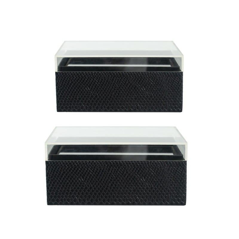 Artekko Lisa MDF Διακοσμητικά Κουτιά Κοσμηματοθήκες με Μαύρο Τεχνόδερμα και Διάφανο Ακρυλικό Καπάκι (26x20x12)cm 2pcs Artekko 82503