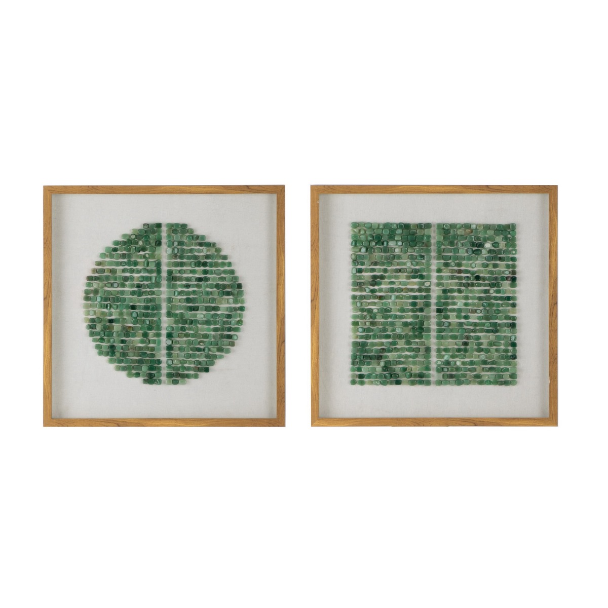 Artekko Mosaic Πίνακες με Διακοσμητικές Πράσινες Πέτρες σε Ξύλινη Κορνίζα (60x60x3)cm 2pcs Artekko 82769