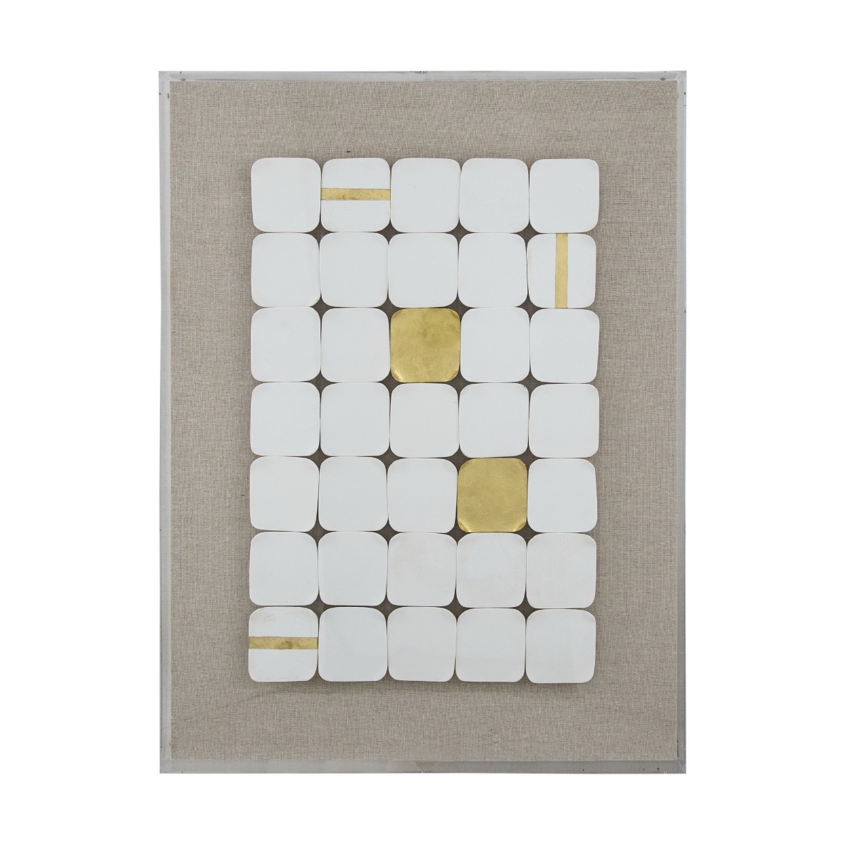 Artekko Mosaic Μπεζ Διακοσμητικός Πίνακας με Λευκή Κεραμική Τεχνοτροπία σε Plexiglass Κορνίζα (60x4x80)cm Artekko 82811