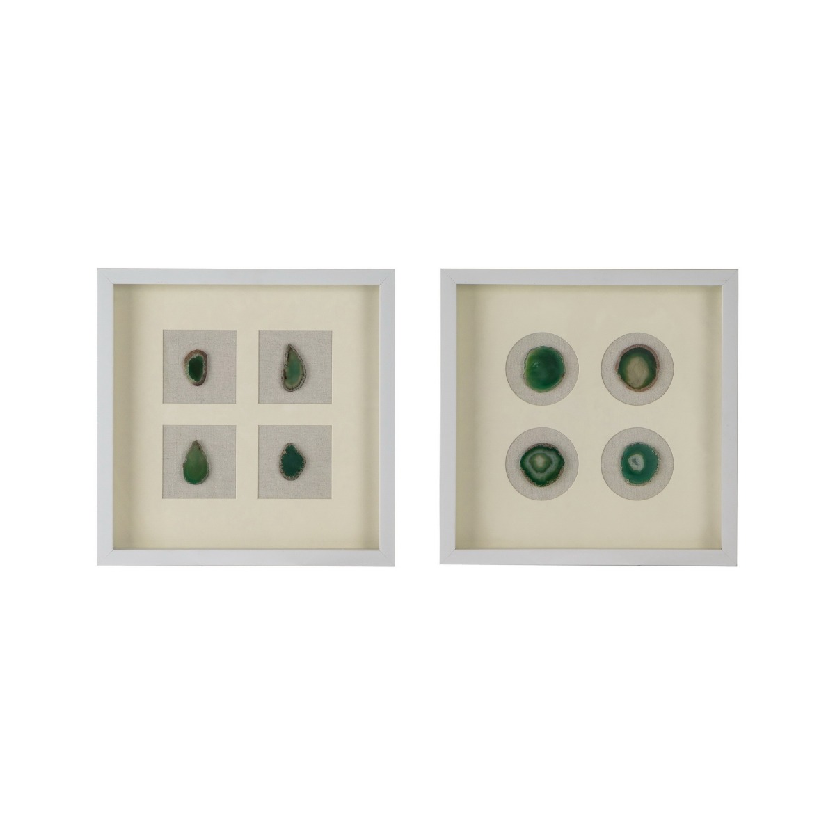 Artekko Mosaic Πίνακες με Διακοσμητικές Πράσινες Πέτρες σε Λευκή Κορνίζα (40x40x3)cm 2pcs Artekko 82896