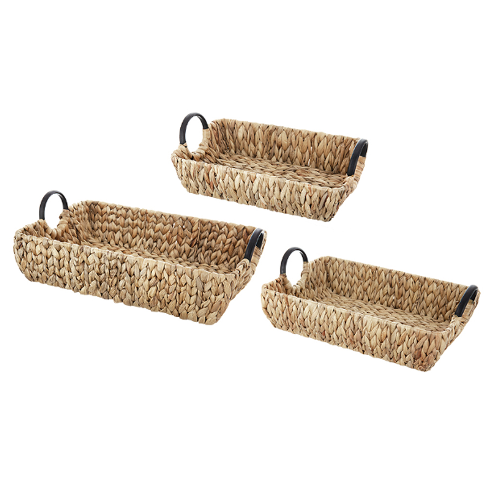 Artekko Hyacinth Διακοσμητικοί Δίσκοι Καλάθια από Υάκινθο Νερού σε Φυσική Απόχρωση (49x4x49)cm 3pcs Artekko 83546