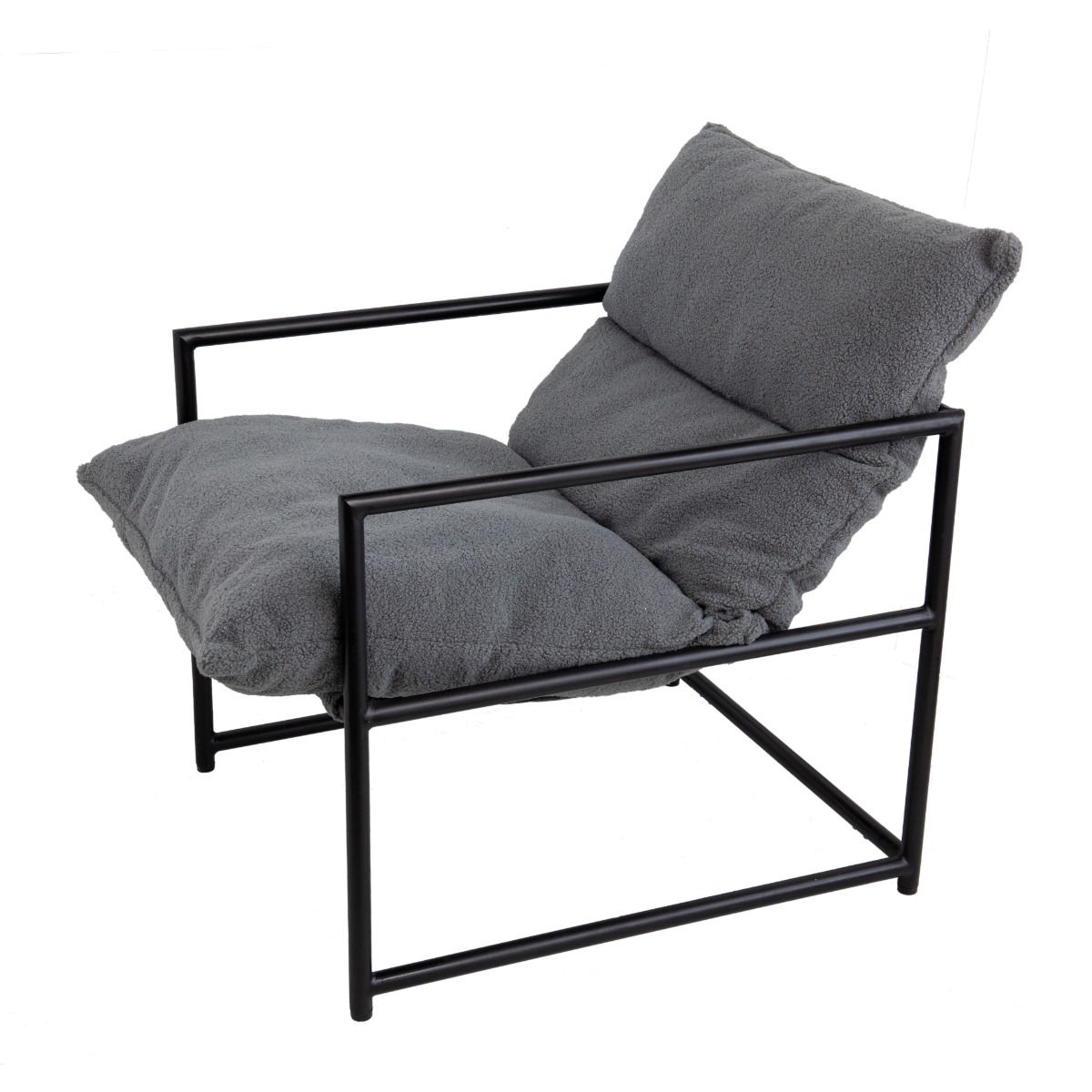 Artekko Bronya Μαύρη Μεταλλική Πολυθρόνα με Γκρι Υφασμάτινο Μαξιλάρι (67x63x62)cm Artekko 83625