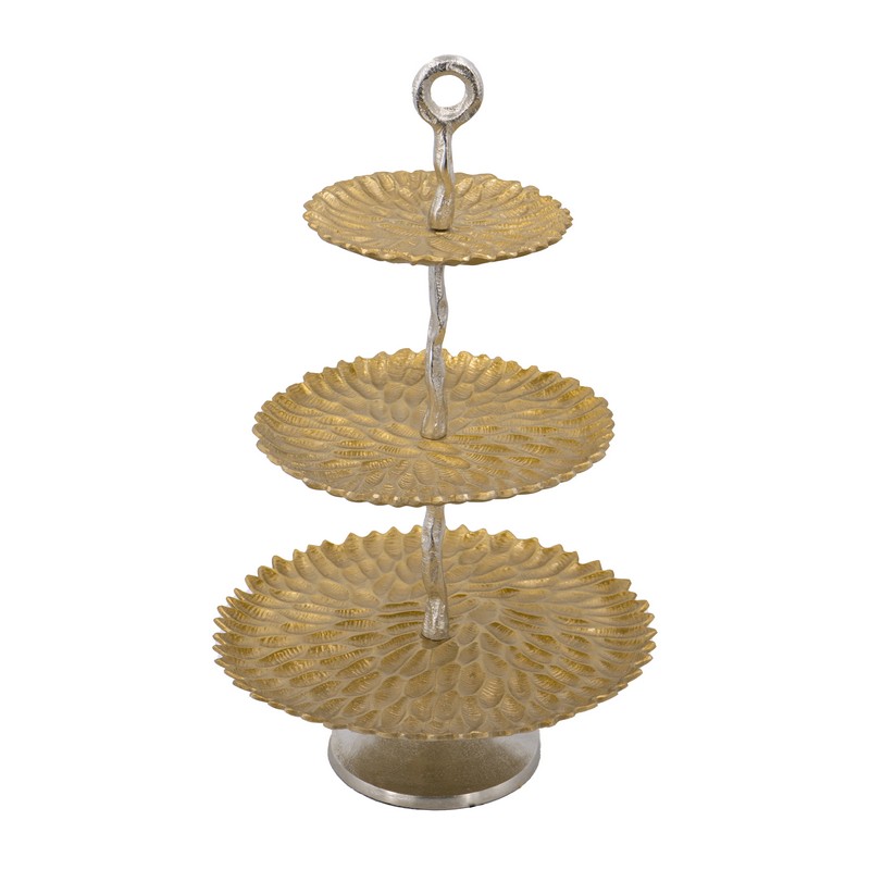 Artekko Trophy Χρυσή Μεταλλική Ορντερβιέρα 3 Επιπέδων με Ασημί Βάση (35x35x59)cm Artekko 83767