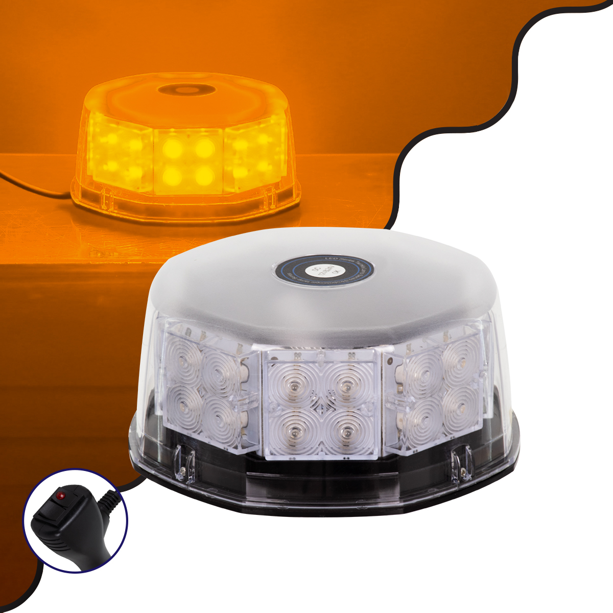 85165 GloboStar®  85165 PRO Series Φάρος Σήμανσης Οχήματος Οδικής Βοήθείας για Αυτοκίνητα & Φορτηγά 6 Προγραμμάτων Φωτισμού STROBE LED 40W DC 10-30V Αδιάβροχος IP65 Πορτοκαλί