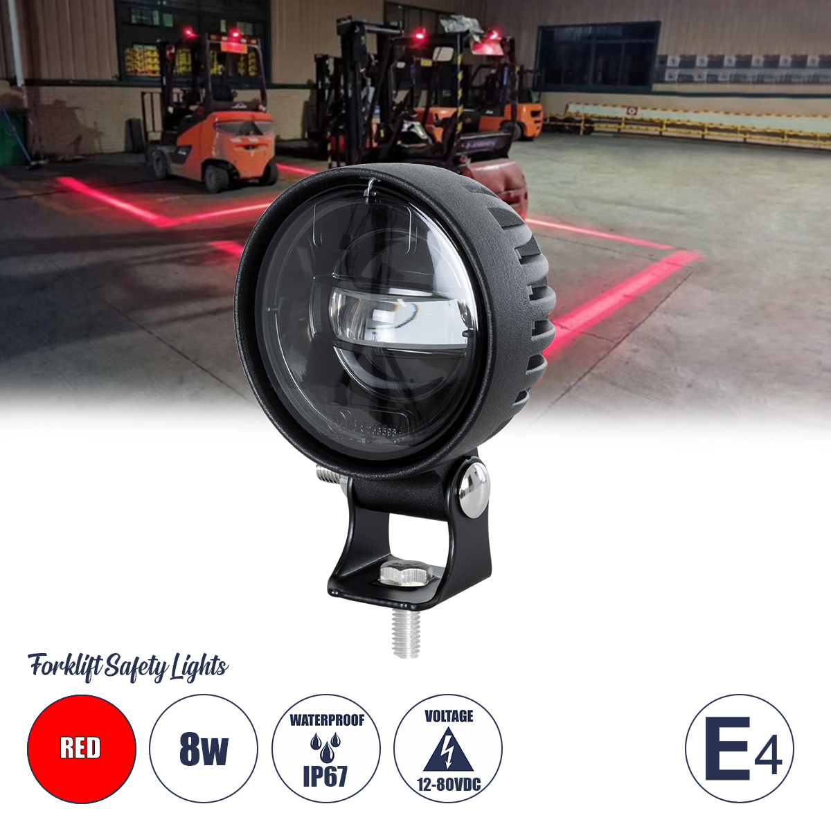 85340 GloboStar® 85340 E4 Mark Forklift Safety Lights – Φώτα Προειδοποίησης & Διαγράμμισης Ασφαλείας για Περονοφόρα – Κλάρκ LED 8W DC 12-80V Αδιάβροχο IP67 Κόκκινο Μ8.5 x Π6.5 x Υ12cm 85340 GloboStar® 85340 E4 Mark Forklift Safety Lights – Φώτα Προειδοποίησης & Διαγράμμισης Ασφαλείας για Περονοφόρα – Κλάρκ LED 8W DC 12-80V Αδιάβροχο IP67 Κόκκινο Μ8.5 x Π6.5 x Υ12cm
