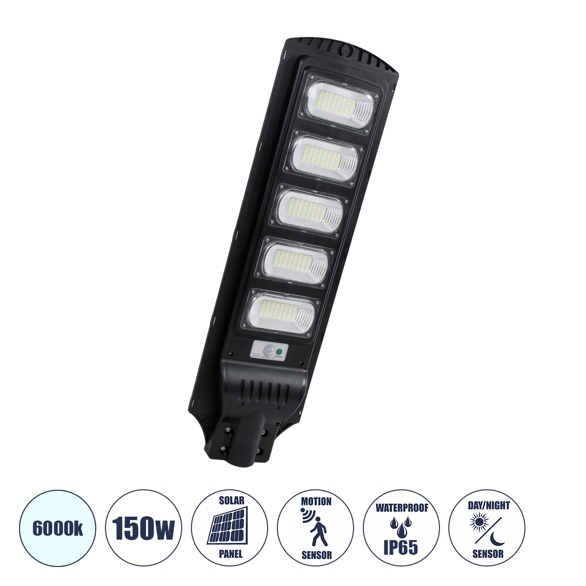 85345 GloboStar® STREETA 85345 Professional LED Solar Street Light Αυτόνομο Ηλιακό Φωτιστικό Δρόμου 150W 1500lm 240 x LED SMD 5730 με Ενσωματωμένο Φωτοβολταϊκό Panel 6V 18W & Επαναφορτιζόμενη Μπαταρία Li-ion 3.2V 20000mAh με Αισθητήρα Ημέρας-Νύχτας & PIR 85345 GloboStar® STREETA 85345 Professional LED Solar Street Light Αυτόνομο Ηλιακό Φωτιστικό Δρόμου 150W 1500lm 240 x LED SMD 5730 με Ενσωματωμένο Φωτοβολταϊκό Panel 6V 18W & Επαναφορτιζόμενη Μπαταρία Li-ion 3.2V 20000mAh με Αισθητήρα Ημέρας-Νύχτας & PIR