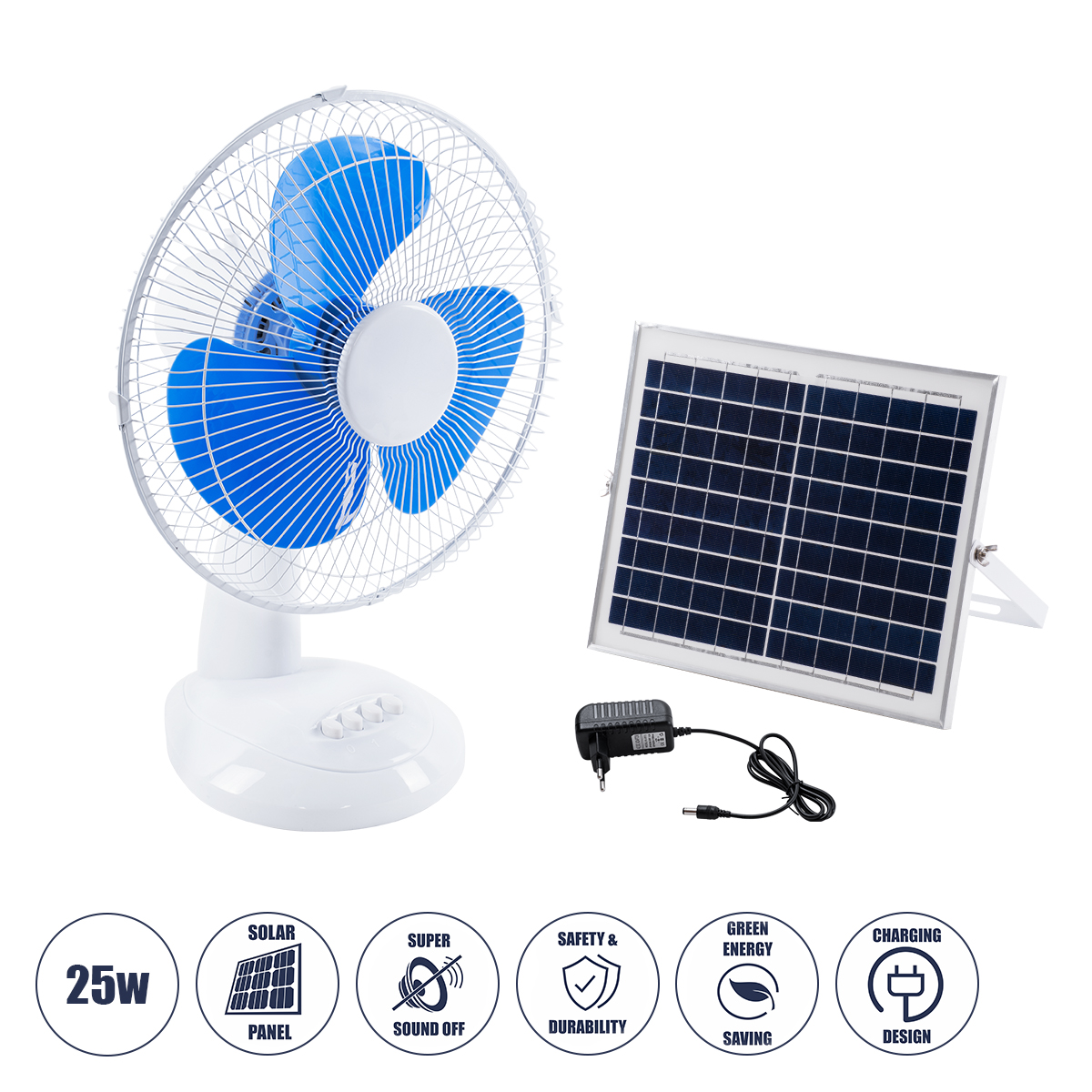 85353 GloboStar® SOLARI-FAN 85353 Solar Fan Αυτόνομος Ηλιακός Επιτραπέζιος Ανεμιστήρας 25W 2 Λειτουργιών Ρεύματος με AC 220-240V ή με Φωτοβολταϊκό Panel 9V 12W & Επαναφορτιζόμενη Μπαταρία Li-ion 7.4V 4400mAh – 3 Ταχύτητες – IP20 – Μ24 x Π36 x Υ49cm – Λευ 85353 GloboStar® SOLARI-FAN 85353 Solar Fan Αυτόνομος Ηλιακός Επιτραπέζιος Ανεμιστήρας 25W 2 Λειτουργιών Ρεύματος με AC 220-240V ή με Φωτοβολταϊκό Panel 9V 12W & Επαναφορτιζόμενη Μπαταρία Li-ion 7.4V 4400mAh – 3 Ταχύτητες – IP20 – Μ24 x Π36 x Υ49cm – Λευ