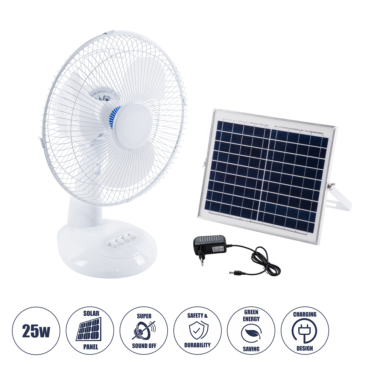 85354 GloboStar® SOLARI-FAN 85354 Solar Fan Αυτόνομος Ηλιακός Επιτραπέζιος Ανεμιστήρας 25W 2 Λειτουργιών Ρεύματος με AC 220-240V ή με Φωτοβολταϊκό Panel 9V 12W & Επαναφορτιζόμενη Μπαταρία Li-ion 7.4V 4400mAh – 3 Ταχύτητες – IP20 – Μ24 x Π36 x Υ49cm – Λευ 85354 GloboStar® SOLARI-FAN 85354 Solar Fan Αυτόνομος Ηλιακός Επιτραπέζιος Ανεμιστήρας 25W 2 Λειτουργιών Ρεύματος με AC 220-240V ή με Φωτοβολταϊκό Panel 9V 12W & Επαναφορτιζόμενη Μπαταρία Li-ion 7.4V 4400mAh – 3 Ταχύτητες – IP20 – Μ24 x Π36 x Υ49cm – Λευ