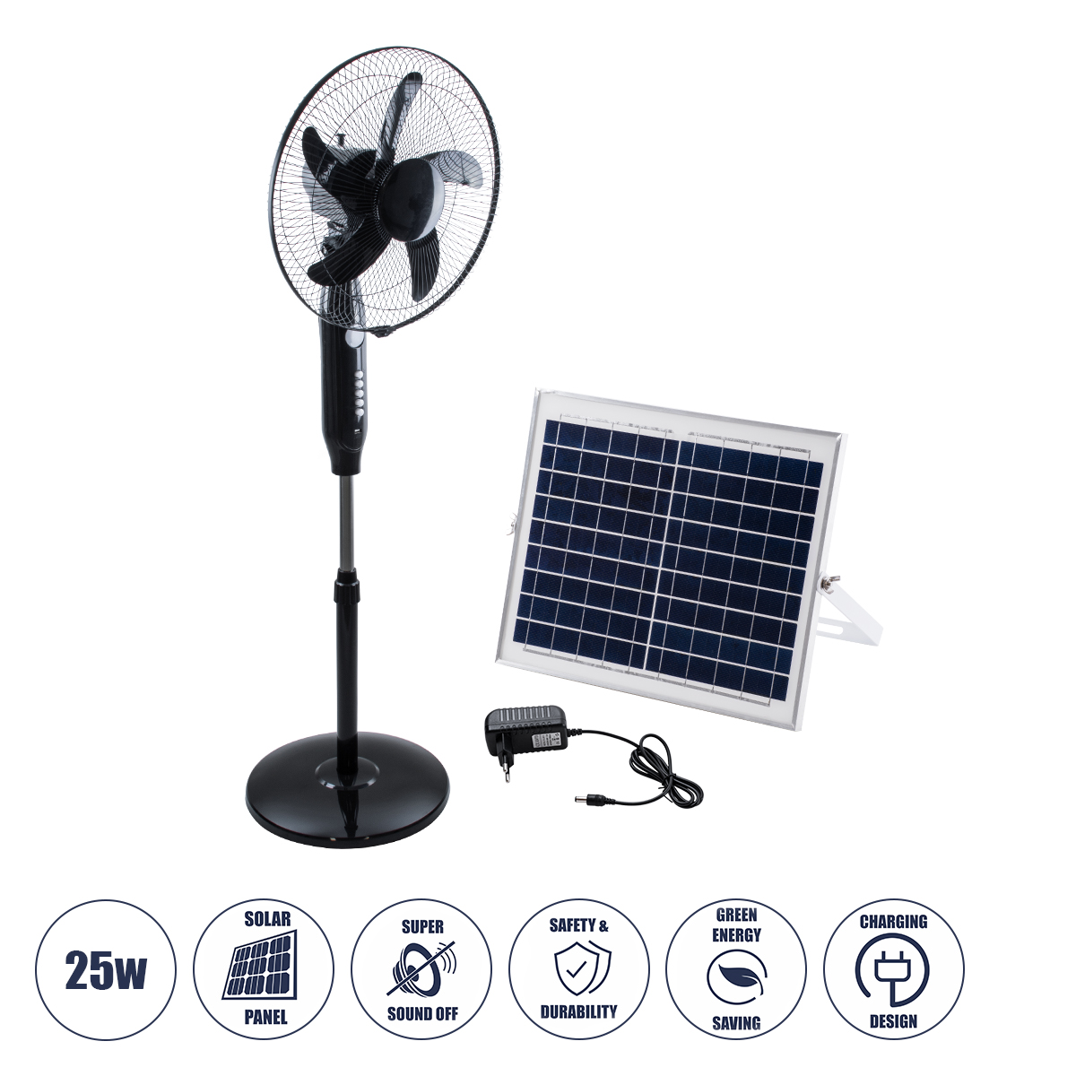 85356 GloboStar® SOLARA-FAN 85356 Solar Fan Αυτόνομος Ηλιακός Επιδαπέδιος Ανεμιστήρας 25W 2 Λειτουργιών Ρεύματος με AC 220-240V ή με Φωτοβολταϊκό Panel 9V 12W & Επαναφορτιζόμενη Μπαταρία Li-ion 7.4V 4400mAh – 3 Ταχύτητες – Ενσωματωμένο USB 2.0 Charger Συ 85356 GloboStar® SOLARA-FAN 85356 Solar Fan Αυτόνομος Ηλιακός Επιδαπέδιος Ανεμιστήρας 25W 2 Λειτουργιών Ρεύματος με AC 220-240V ή με Φωτοβολταϊκό Panel 9V 12W & Επαναφορτιζόμενη Μπαταρία Li-ion 7.4V 4400mAh – 3 Ταχύτητες – Ενσωματωμένο USB 2.0 Charger Συ