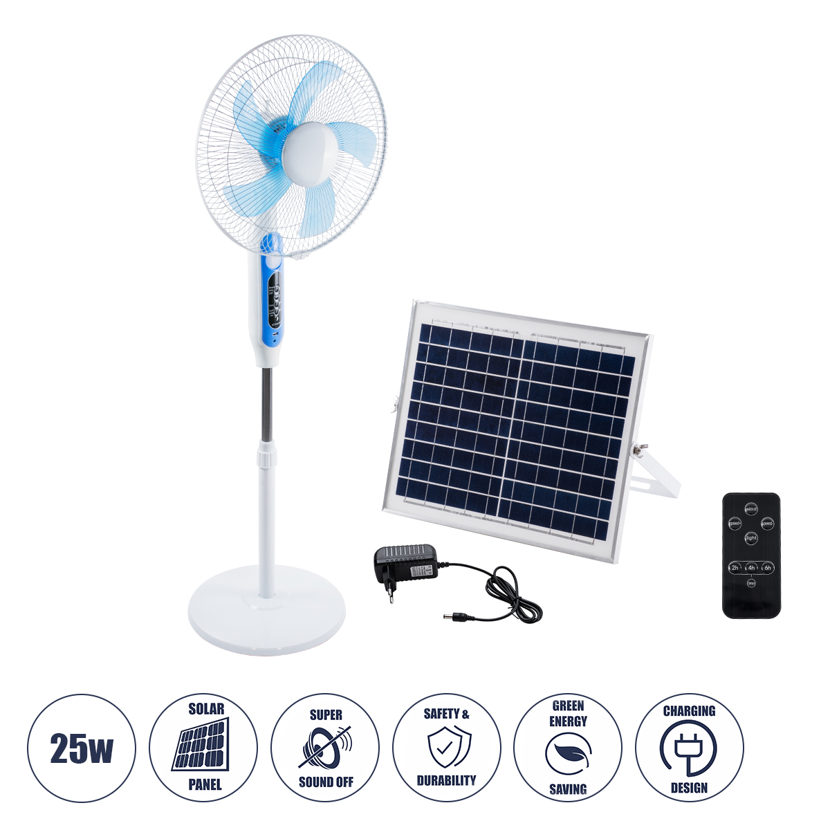 85357 GloboStar® SOLARE-FAN 85357 Solar Fan Αυτόνομος Ηλιακός Επιδαπέδιος Ανεμιστήρας 25W 2 Λειτουργιών Ρεύματος με AC 220-240V ή με Φωτοβολταϊκό Panel 9V 15W & Επαναφορτιζόμενη Μπαταρία Li-ion 7.4V 6000mAh – 12 Ταχύτητες – Ασύρματο Χειριστήριο – Ενσωματ 85357 GloboStar® SOLARE-FAN 85357 Solar Fan Αυτόνομος Ηλιακός Επιδαπέδιος Ανεμιστήρας 25W 2 Λειτουργιών Ρεύματος με AC 220-240V ή με Φωτοβολταϊκό Panel 9V 15W & Επαναφορτιζόμενη Μπαταρία Li-ion 7.4V 6000mAh – 12 Ταχύτητες – Ασύρματο Χειριστήριο – Ενσωματ