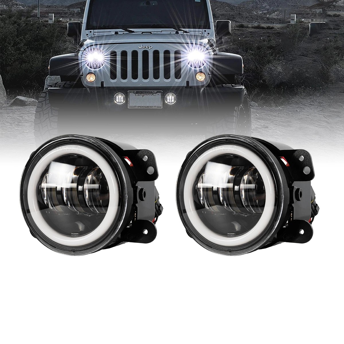 85418 GloboStar® 85418 Σετ 2 x Προβολείς Ομίχλης JEEP WRANGLER – MERCEDES BENZ G CLASS – LAND ROVER DEFENDER – HAMMER H1-H2 – 4” Ιντσών με Ring Light DRL LED CREE CXB COB 100W 7500lm DC 12V Αδιάβροχοι IP66 Ψυχρό Λευκό 6000K 85418 GloboStar® 85418 Σετ 2 x Προβολείς Ομίχλης JEEP WRANGLER – MERCEDES BENZ G CLASS – LAND ROVER DEFENDER – HAMMER H1-H2 – 4” Ιντσών με Ring Light DRL LED CREE CXB COB 100W 7500lm DC 12V Αδιάβροχοι IP66 Ψυχρό Λευκό 6000K