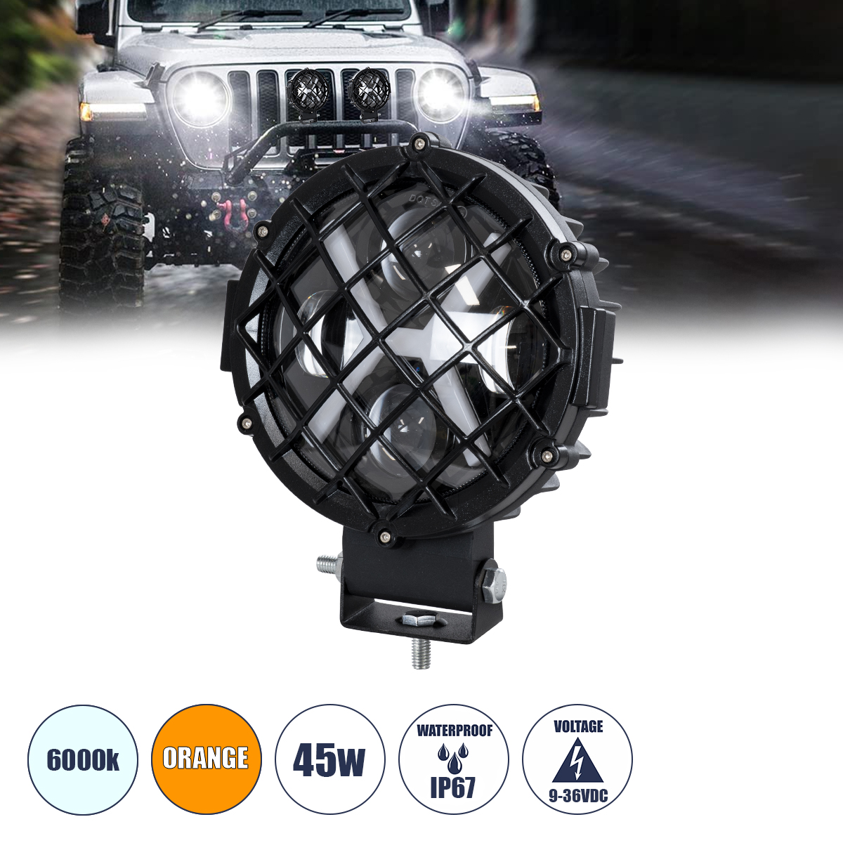 85438 GloboStar® 85438 Vehicle & JEEP Work Lights – Φώτα Εργασίας για Οχήματα και JEEP με X Light DRL & Φλας LED High Power 45W DC 9-36V Αδιάβροχo IP67 Πορτοκαλί & Ψυχρό Λευκό 6000K M17 x Π8 x Υ21cm 85438 GloboStar® 85438 Vehicle & JEEP Work Lights – Φώτα Εργασίας για Οχήματα και JEEP με X Light DRL & Φλας LED High Power 45W DC 9-36V Αδιάβροχo IP67 Πορτοκαλί & Ψυχρό Λευκό 6000K M17 x Π8 x Υ21cm