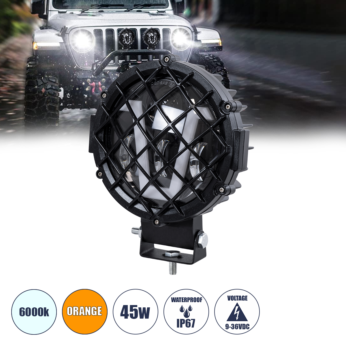 85439 GloboStar® 85439 Vehicle & JEEP Work Lights – Φώτα Εργασίας για Οχήματα και JEEP με V Light DRL & Φλας LED High Power 45W DC 9-36V Αδιάβροχo IP67 Πορτοκαλί & Ψυχρό Λευκό 6000K M17 x Π8 x Υ21cm 85439 GloboStar® 85439 Vehicle & JEEP Work Lights – Φώτα Εργασίας για Οχήματα και JEEP με V Light DRL & Φλας LED High Power 45W DC 9-36V Αδιάβροχo IP67 Πορτοκαλί & Ψυχρό Λευκό 6000K M17 x Π8 x Υ21cm