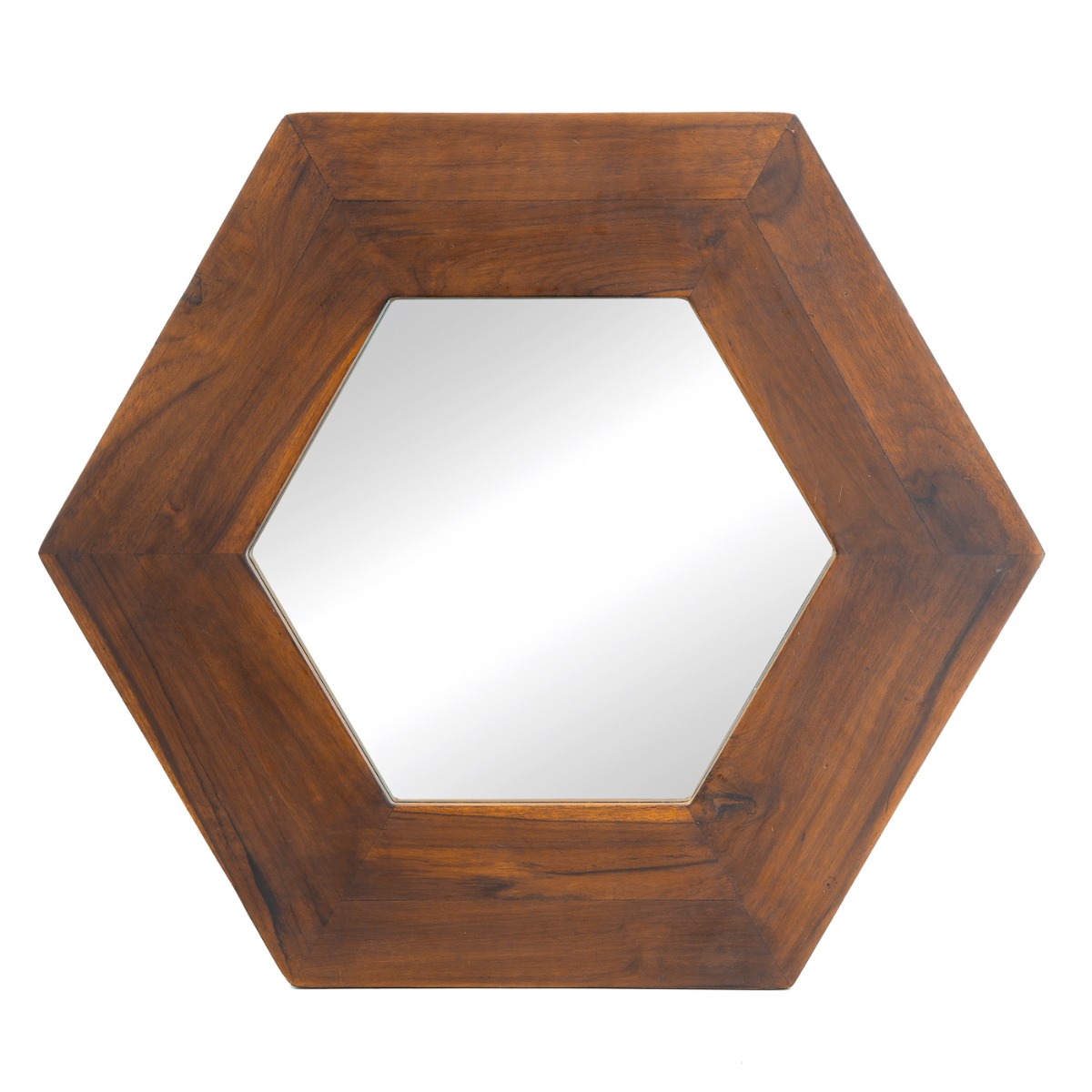 Artekko Mirror Καθρέφτης Τοίχου από Ξύλο Teak MDF Καφέ (47x47x1.9)cm Artekko 85824-BROW