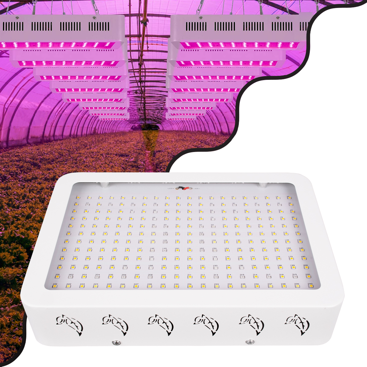 85952 GloboStar®  85952 Grow Light Full Spectrum LED Φωτιστικό Ανάπτυξης Φυτών Θερμοκηπίου SMD 2835 174W 160° AC230V IP54 Εσωτερικού Χώρου για Κάλυψη Επιφάνειας 3m x 3m Πλήρους Φάσματος Φωτισμού