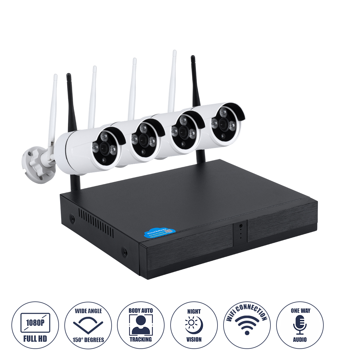 86037 GloboStar® 86037 Ασύρματο Καταγραφικό με 4 x Camera 2MP 1080P WiFi 150° Μοιρών – Αδιάβροχο IP66 – Νυχτερινή Όραση με LED IR – Μονή Κατέυθυνση Ομιλίας – Ανιχνευτή Κίνησης – Νυχτερινή Λήψη – Λευκό 86037 GloboStar® 86037 Ασύρματο Καταγραφικό με 4 x Camera 2MP 1080P WiFi 150° Μοιρών – Αδιάβροχο IP66 – Νυχτερινή Όραση με LED IR – Μονή Κατέυθυνση Ομιλίας – Ανιχνευτή Κίνησης – Νυχτερινή Λήψη – Λευκό