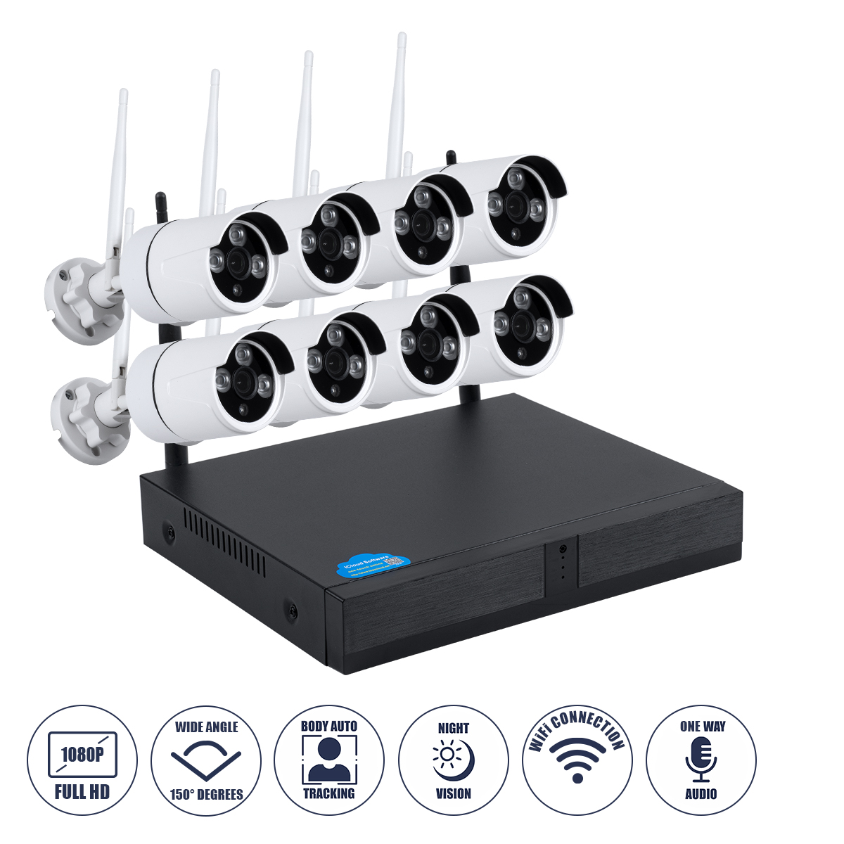 86038 GloboStar® 86038 Ασύρματο Καταγραφικό με 8 x Camera 2MP 1080P WiFi 150° Μοιρών – Αδιάβροχο IP66 – Νυχτερινή Όραση με LED IR – Μονή Κατέυθυνση Ομιλίας – Ανιχνευτή Κίνησης – Νυχτερινή Λήψη – Λευκό 86038 GloboStar® 86038 Ασύρματο Καταγραφικό με 8 x Camera 2MP 1080P WiFi 150° Μοιρών – Αδιάβροχο IP66 – Νυχτερινή Όραση με LED IR – Μονή Κατέυθυνση Ομιλίας – Ανιχνευτή Κίνησης – Νυχτερινή Λήψη – Λευκό