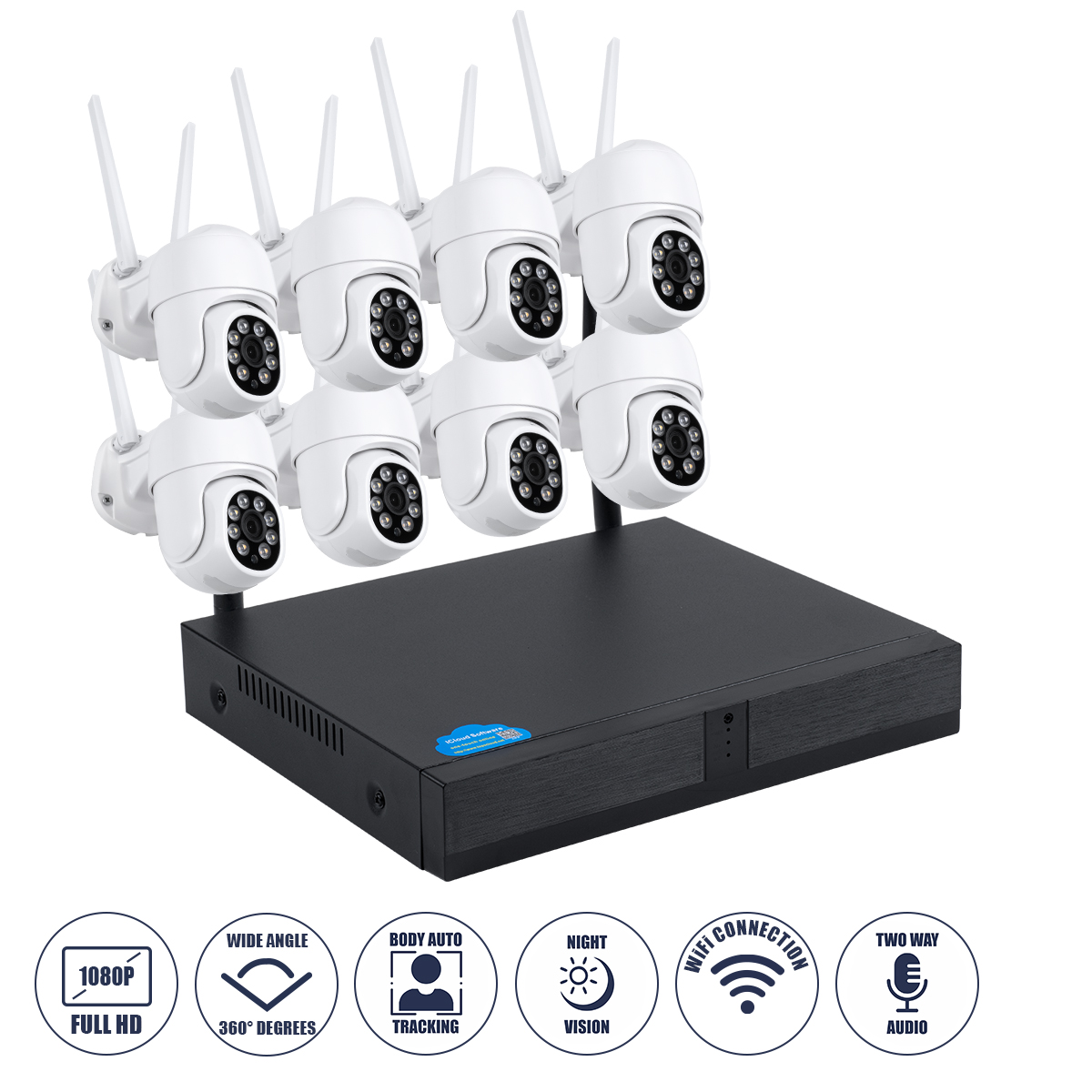 86040 GloboStar® 86040 Ασύρματο Καταγραφικό με 8 x Camera 2MP 1080P WiFi 360° Μοιρών – Αδιάβροχο IP66 – Νυχτερινή Όραση με LED IR – Διπλή Κατέυθυνση Ομιλίας – Ανιχνευτή Κίνησης – Νυχτερινή Λήψη – Λευκό 86040 GloboStar® 86040 Ασύρματο Καταγραφικό με 8 x Camera 2MP 1080P WiFi 360° Μοιρών – Αδιάβροχο IP66 – Νυχτερινή Όραση με LED IR – Διπλή Κατέυθυνση Ομιλίας – Ανιχνευτή Κίνησης – Νυχτερινή Λήψη – Λευκό