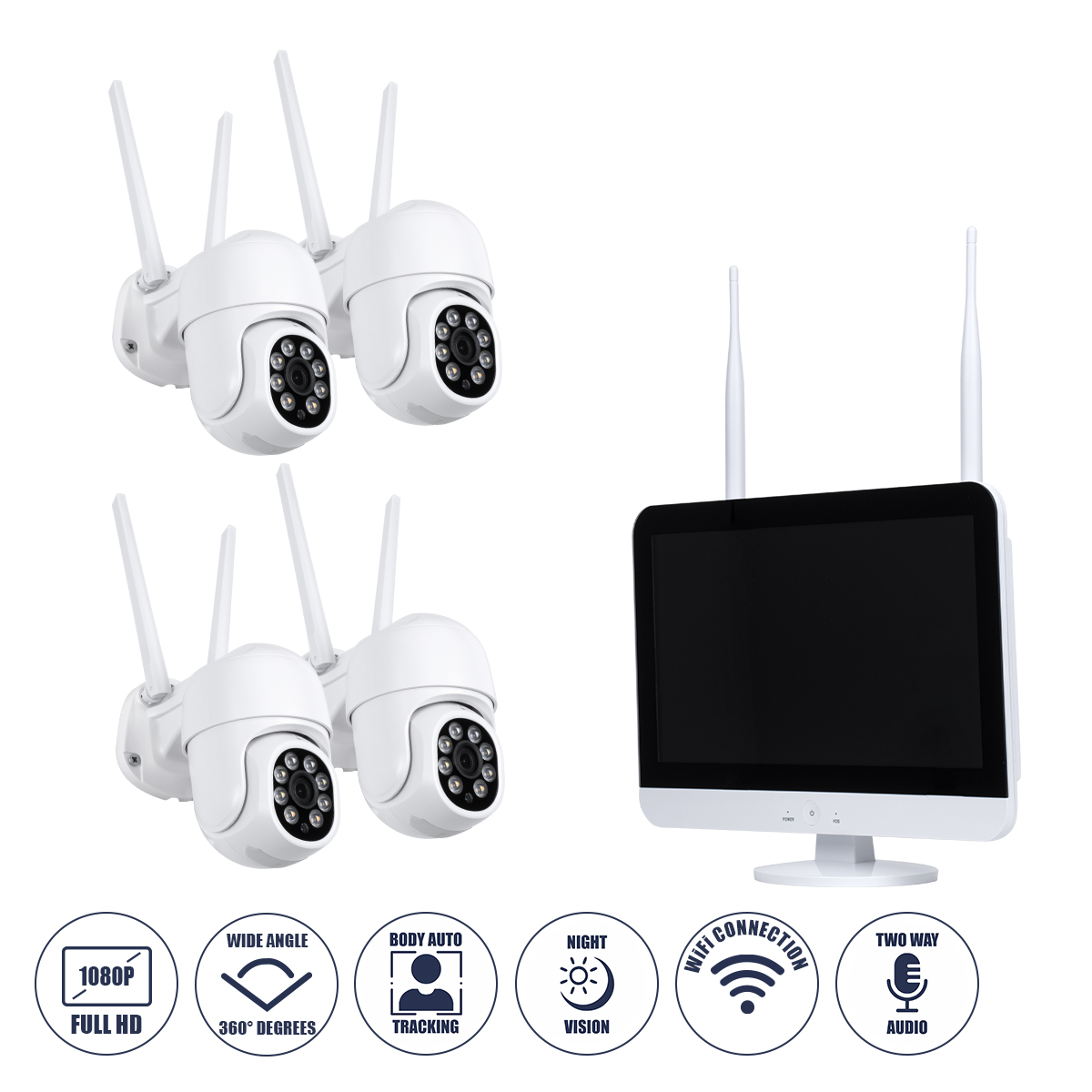 86041 GloboStar® 86041 Ασύρματο Καταγραφικό με Οθόνη – 4 x Camera 2MP 1080P WiFi 360° Μοιρών – Αδιάβροχο IP66 – Νυχτερινή Όραση με LED IR – Διπλή Κατέυθυνση Ομιλίας – Ανιχνευτή Κίνησης – Νυχτερινή Λήψη – Λευκό 86041 GloboStar® 86041 Ασύρματο Καταγραφικό με Οθόνη – 4 x Camera 2MP 1080P WiFi 360° Μοιρών – Αδιάβροχο IP66 – Νυχτερινή Όραση με LED IR – Διπλή Κατέυθυνση Ομιλίας – Ανιχνευτή Κίνησης – Νυχτερινή Λήψη – Λευκό