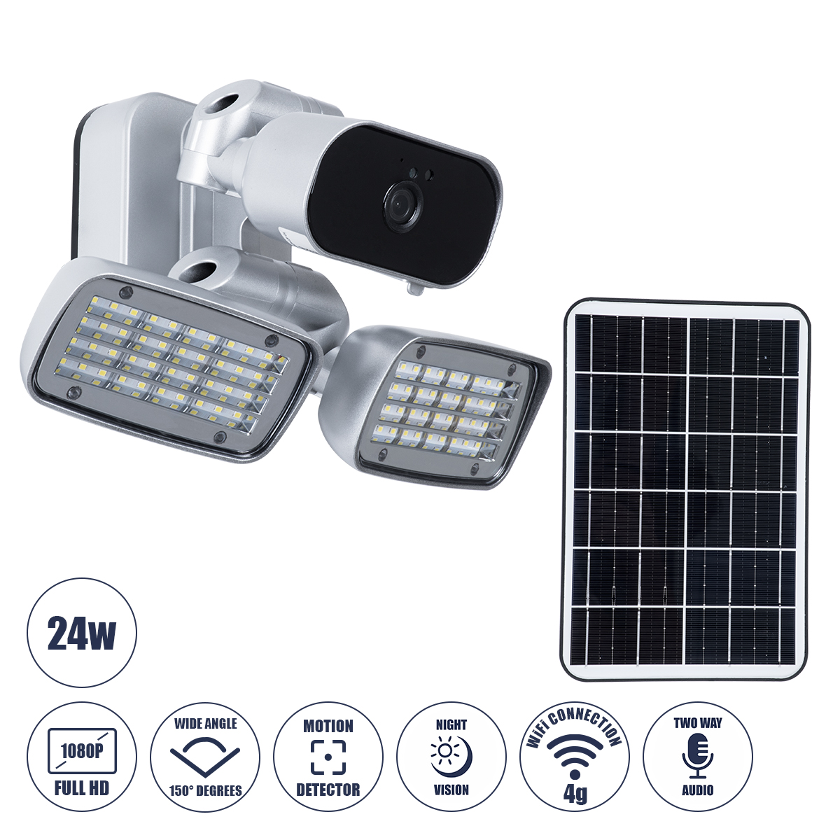 86045 GloboStar® 86045 Αυτόνομος Ηλιακός Προβολέας LED SMD 24W 1200lm με IP Camera 1080P 2MP 4G SIM CARD WiFi 150° Ενσωματωμένη Μπαταρία 3200mAh Φωτοβολταϊκό Πάνελ Αισθητήρα Ημέρας-Νύχτας & Ρύθμιση Χρόνου Ανάμματος Αδιάβροχος IP66 Ψυχρό Λευκό 6000K – Αση 86045 GloboStar® 86045 Αυτόνομος Ηλιακός Προβολέας LED SMD 24W 1200lm με IP Camera 1080P 2MP 4G SIM CARD WiFi 150° Ενσωματωμένη Μπαταρία 3200mAh Φωτοβολταϊκό Πάνελ Αισθητήρα Ημέρας-Νύχτας & Ρύθμιση Χρόνου Ανάμματος Αδιάβροχος IP66 Ψυχρό Λευκό 6000K – Αση