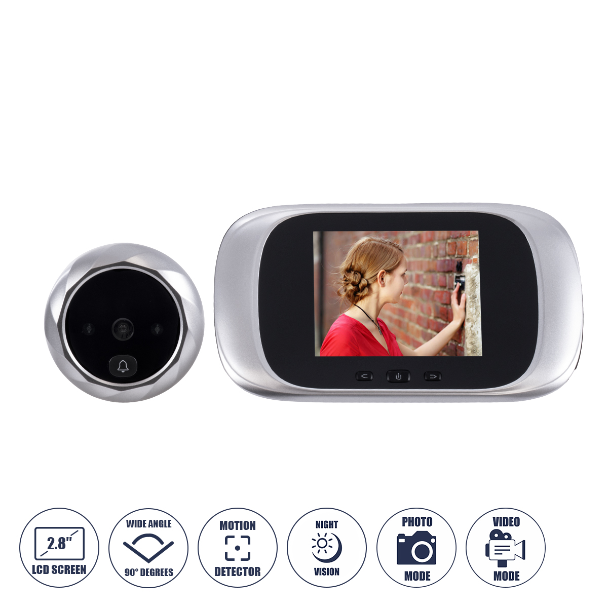 86067 GloboStar® 86067 Επαναφορτιζόμενη Ψηφιακή Έξυπνη Camera Εξώπορτας 90° Μοιρών με Έγχρωμη Οθόνη 2.8″ Inches – USB – Νυχτερινή Όραση με LED IR – Κουδούνι – Ασημί 86067 GloboStar® 86067 Επαναφορτιζόμενη Ψηφιακή Έξυπνη Camera Εξώπορτας 90° Μοιρών με Έγχρωμη Οθόνη 2.8″ Inches – USB – Νυχτερινή Όραση με LED IR – Κουδούνι – Ασημί