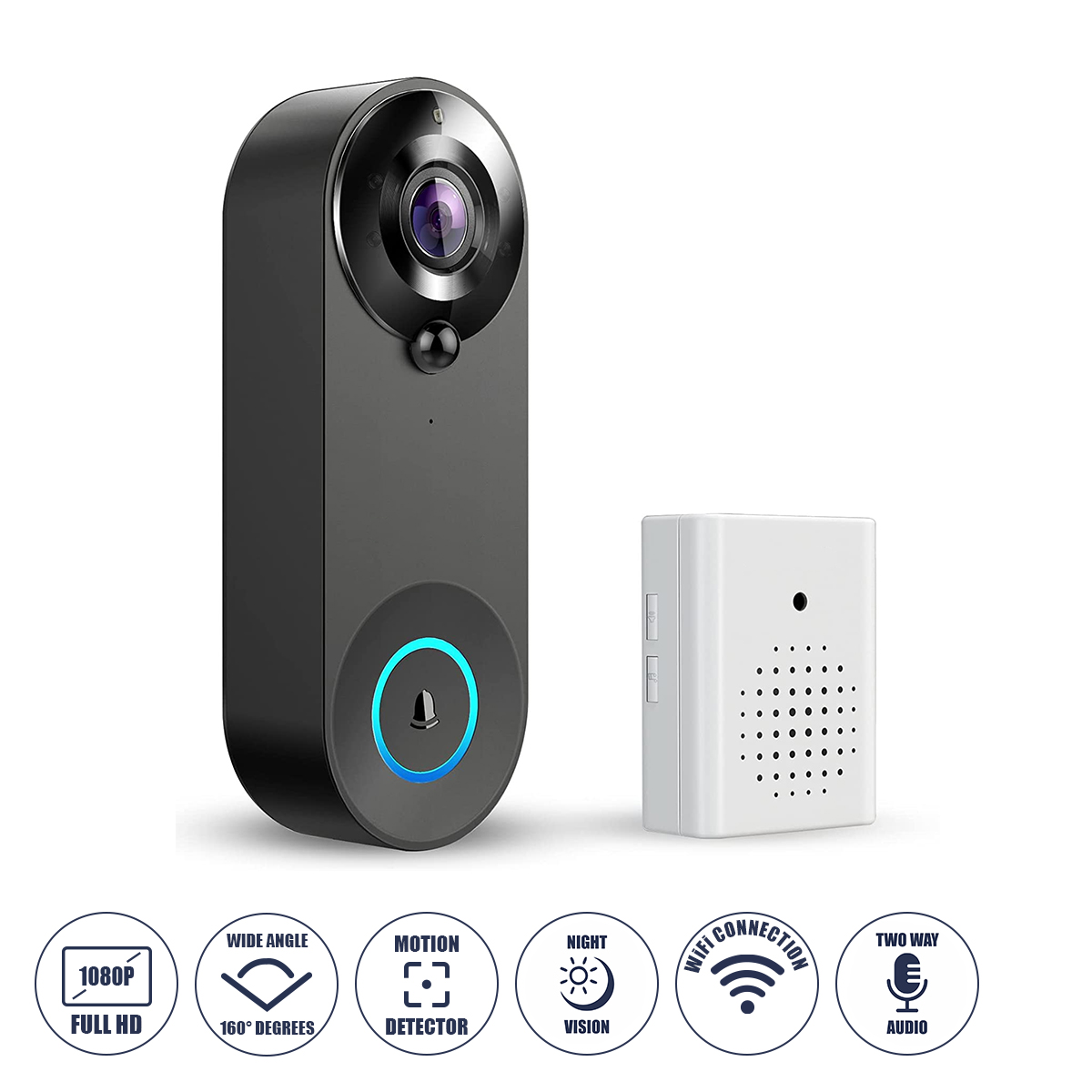 86075 GloboStar® 86075 Επαναφορτιζόμενη Ψηφιακή Έξυπνη Camera Εξώπορτας 1080P WiFi 166° Μοιρών – 2500mAh – Νυχτερινή Όραση με LED IR – Ανιχνευτή Κίνησης – Κουδούνι – Διπλή Κατέυθυνση Ομιλίας – Μαύρο 86075 GloboStar® 86075 Επαναφορτιζόμενη Ψηφιακή Έξυπνη Camera Εξώπορτας 1080P WiFi 166° Μοιρών – 2500mAh – Νυχτερινή Όραση με LED IR – Ανιχνευτή Κίνησης – Κουδούνι – Διπλή Κατέυθυνση Ομιλίας – Μαύρο