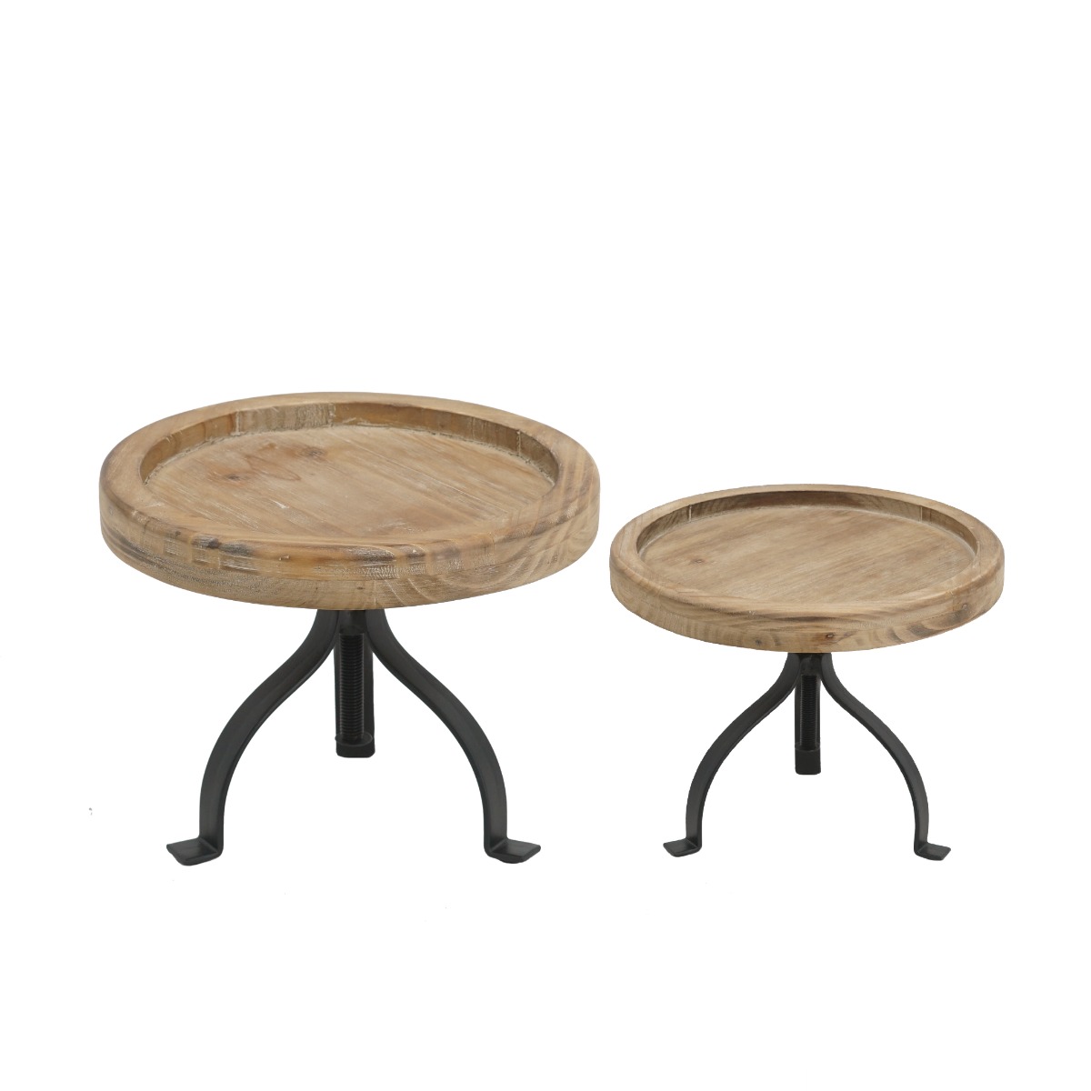 Artekko Riser Καφέ Ξύλινες Ορντερβιερες Πλατό με Μεταλλικά Πόδια (27.6x27.6x16.8)cm 2pcs Artekko 86648-DS