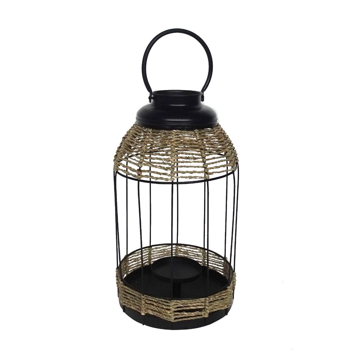 Artekko Lantern Διακοσμητικό Φανάρι Μέταλλο Ρατάν Μαύρο (24x24x43)cm Artekko 86675