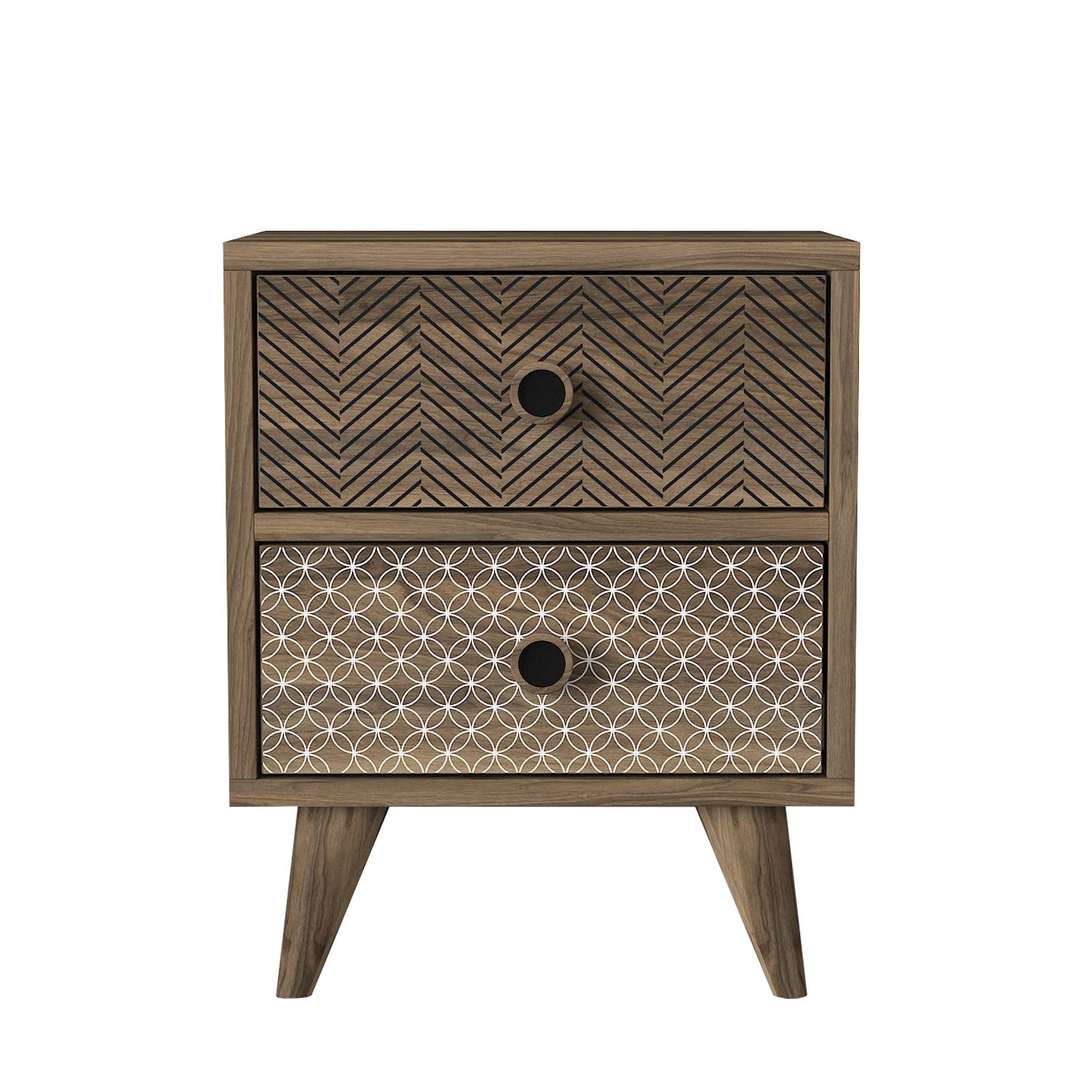 Κομοδίνο ArteLibre KALYMNOS Καρυδί Με Σχέδιο 40x30x48cm Arte-14410113