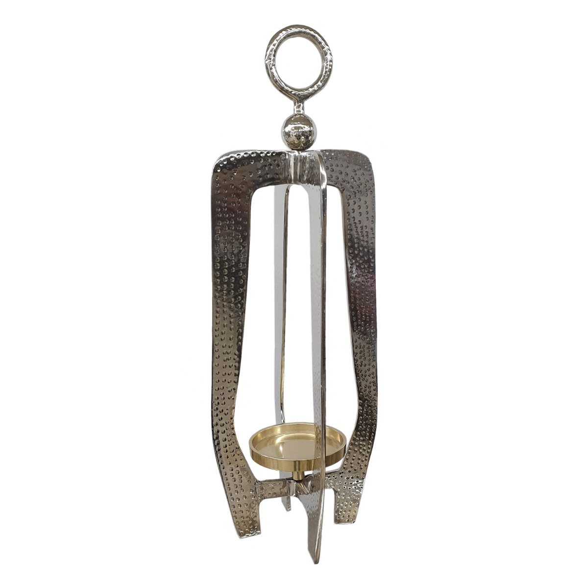 Artekko Lantern Ασημί Μεταλλικό Διακοσμητικό Κηροπήγιο Φανάρι (20.3x20.3x58.4)cm Artekko 86844-DS