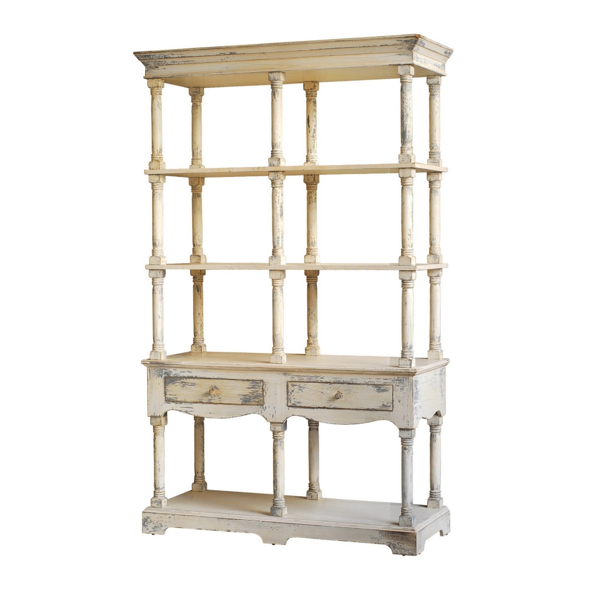 Artekko Gerald Ξύλινη Βιβλιοθήκη Ραφιέρα σε Μπεζ και Λευκή Πατίνα (129.5x49.5x207)cm Artekko 88634